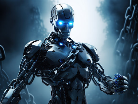 Robot holding a chainの素材