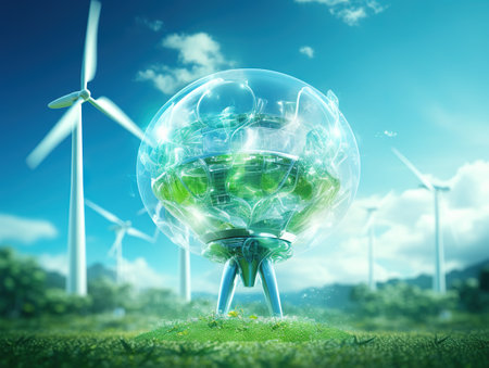 Green Hydrogen renewable energy production facility - green hydrogen gas for clean electricity solar and windturbine facilityの素材