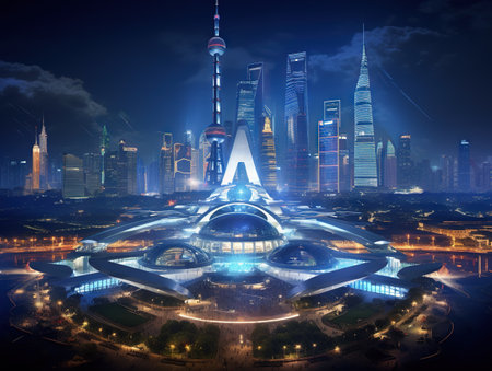 Night view of shanghaiの素材