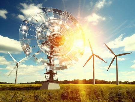 Solar panel and wind energyの素材