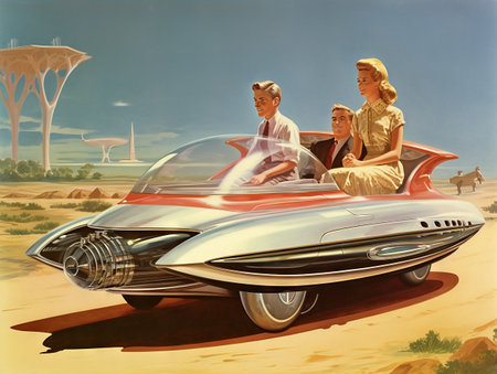 Futuristic Car circa late 1950s-early 1960sの素材