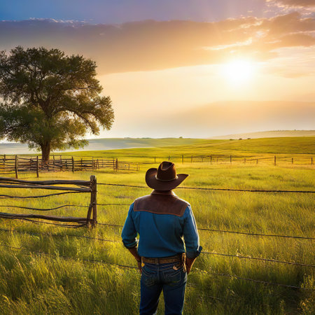 Rural background with close up cowboy Rustic outdoorの素材