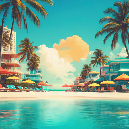 Retro Miami Beach the the and the lifeguard Vintageの素材