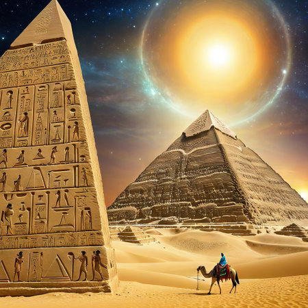 Ancient Egyptian hieroglyphics Fantasy concept Illustrationの素材