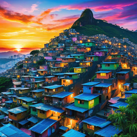 A favela at sunsetの素材