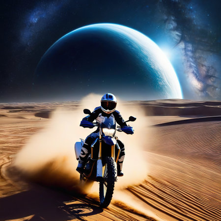 riding on the back of motorcycle on top of dirtの素材