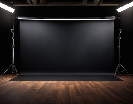 Dark studio room backdrop with Best starting point for backgrounds in app print design or showing logosの素材