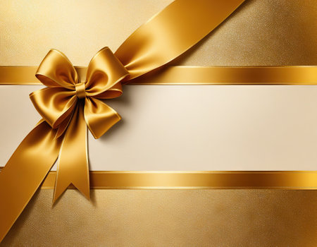Elegant luxury gold background with ribbon stripe on top border and vintage textureの素材