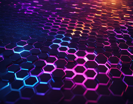 Hexagon design of future technology digital abstract background conceptの素材