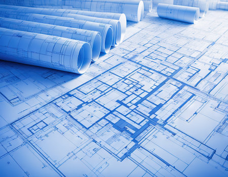 Architecture blueprint plan illustration of a planの素材