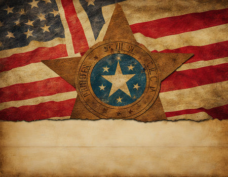 flag over vintage paper with copy of backgroundの素材