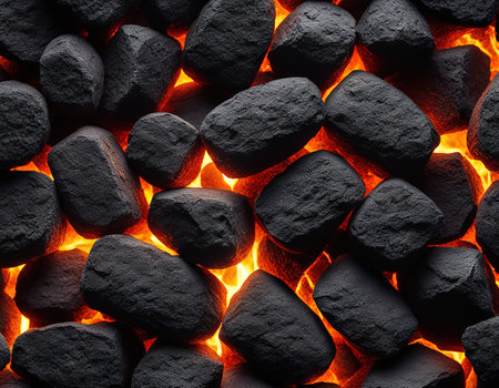 Glowing Charcoal Briquettes Background Textureの素材