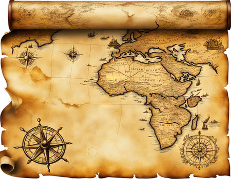 Old treasure map scroll isolated illustrationの素材