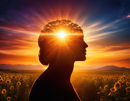 Free nourish your positive thoughts and good brain power conceptの素材