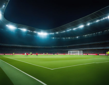 Blur motion of soccer football sport stadium night scene use forの素材