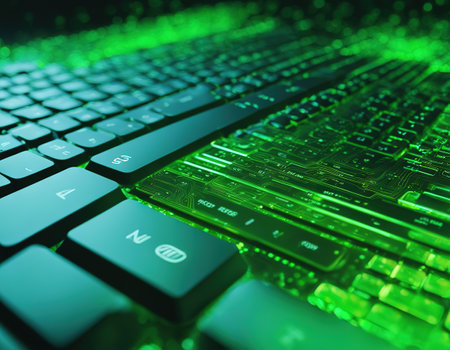 Abstract green eco technolgy business concept with keyboardの素材