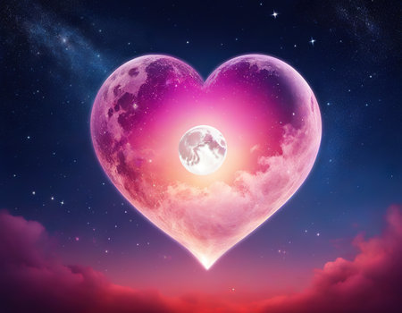 Valentine s day background with moon and starsの素材