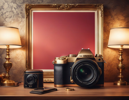 Poster mock up with glamour and elegant objectsの素材