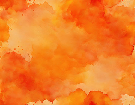 Orange watercolor hand painted art backgroundの素材