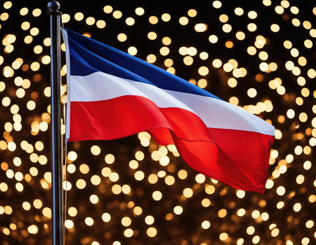 National Flag Light Night Bokeh Abstract Backgroundの素材