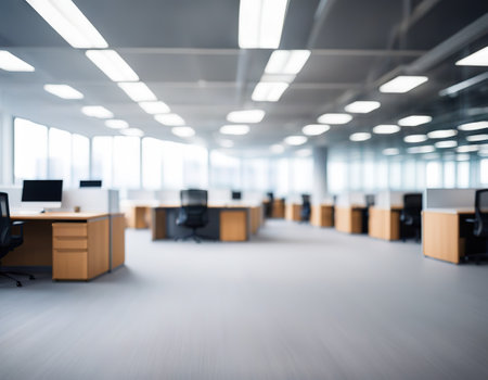Abstract blurred office interior backgroundの素材