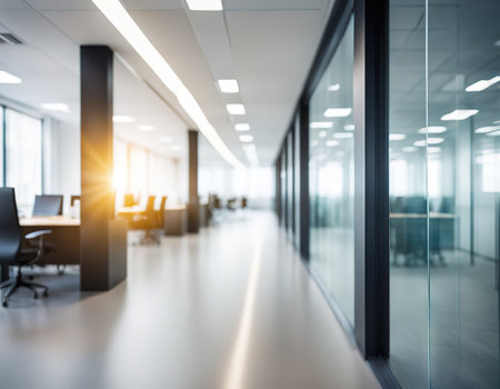 Abstract blurred office interior backgroundの素材