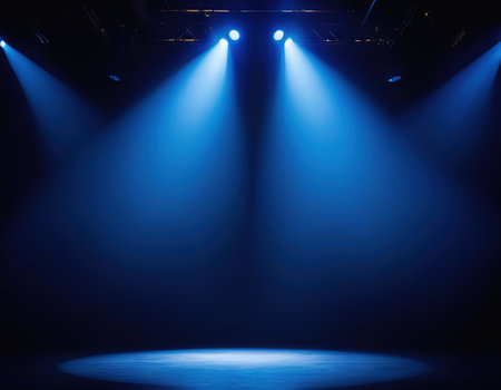 Stage Blue spotlight with certain through theの素材
