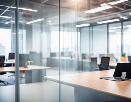 Abstract blurred office interior backgroundの素材