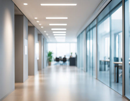 Abstract blurred office interior backgroundの素材