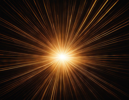 Abstract beautiful rays of light on blackの素材