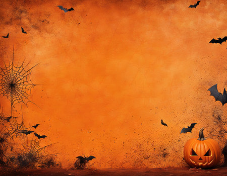 Grunge orange halloween backgroundの素材