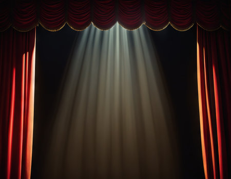 Theater curtain with dramatic lightingの素材