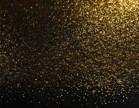 Gold glitter on a black backgroundの素材
