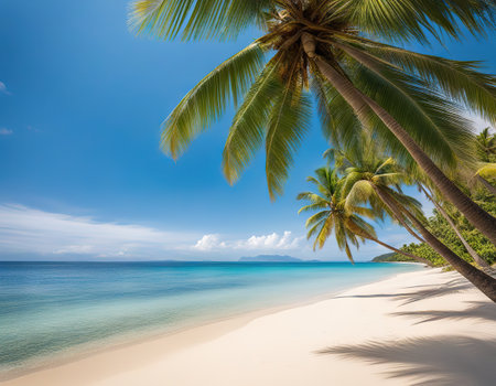 Beach with coconut palm and seaの素材