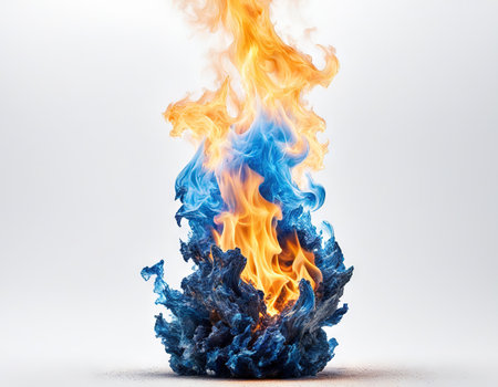 Blue fire on whiteの素材