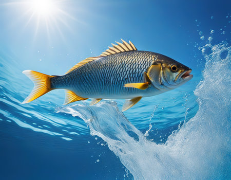 Water fish jumpingの素材