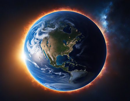 Blue earth in spaceの素材