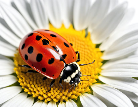 Ladybug on daisyの素材