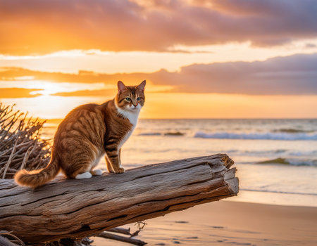 Cat on the beachの素材