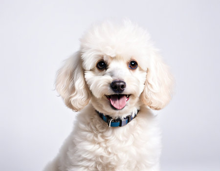 White poodle Isolated on a white backgroundの素材
