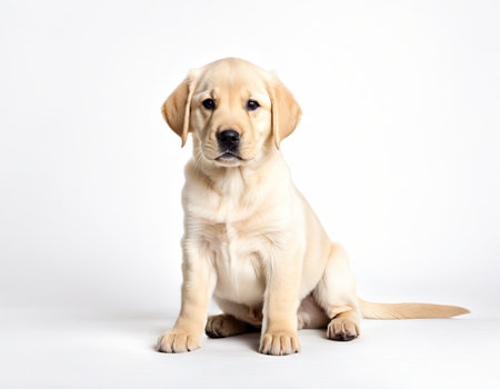 Labrador Puppy isolated on whiteの素材