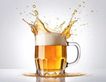 splashing beer in mugの素材
