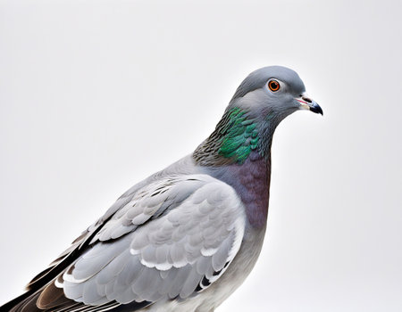 grey pigeon on white backgroundの素材