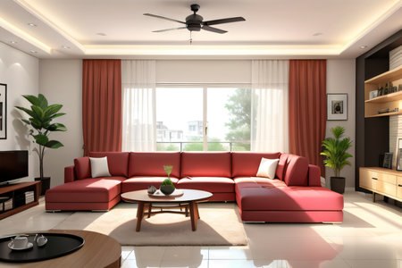 modern colorful living roomの素材