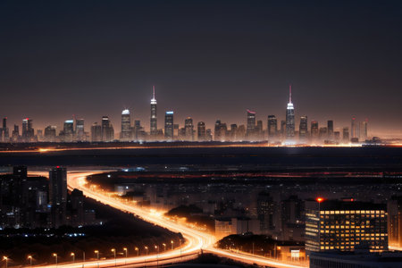 city skyline at nightの素材