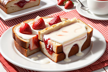 slice of bread with strawberryの素材