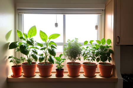 Grow your own growing veggies and herbs indoors on a sunny Growing grow herbs and veggies on aの素材