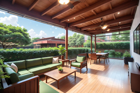 A modern filled with greenery to enhance team promoting a healthy and productive workの素材