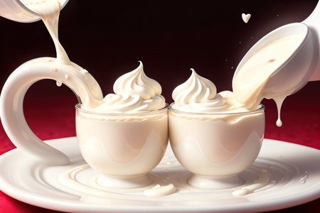 White heart shape milk romantic food symbol for Valentinesの素材