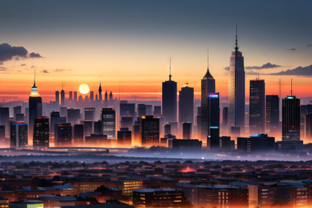 The colorful abstract scene of the capital cityの素材